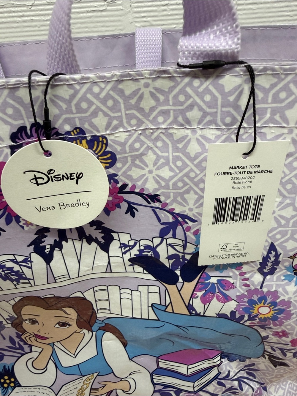 Disney Vera Bradley Belle Floral Shopping Tote - Picture 2 of 5
